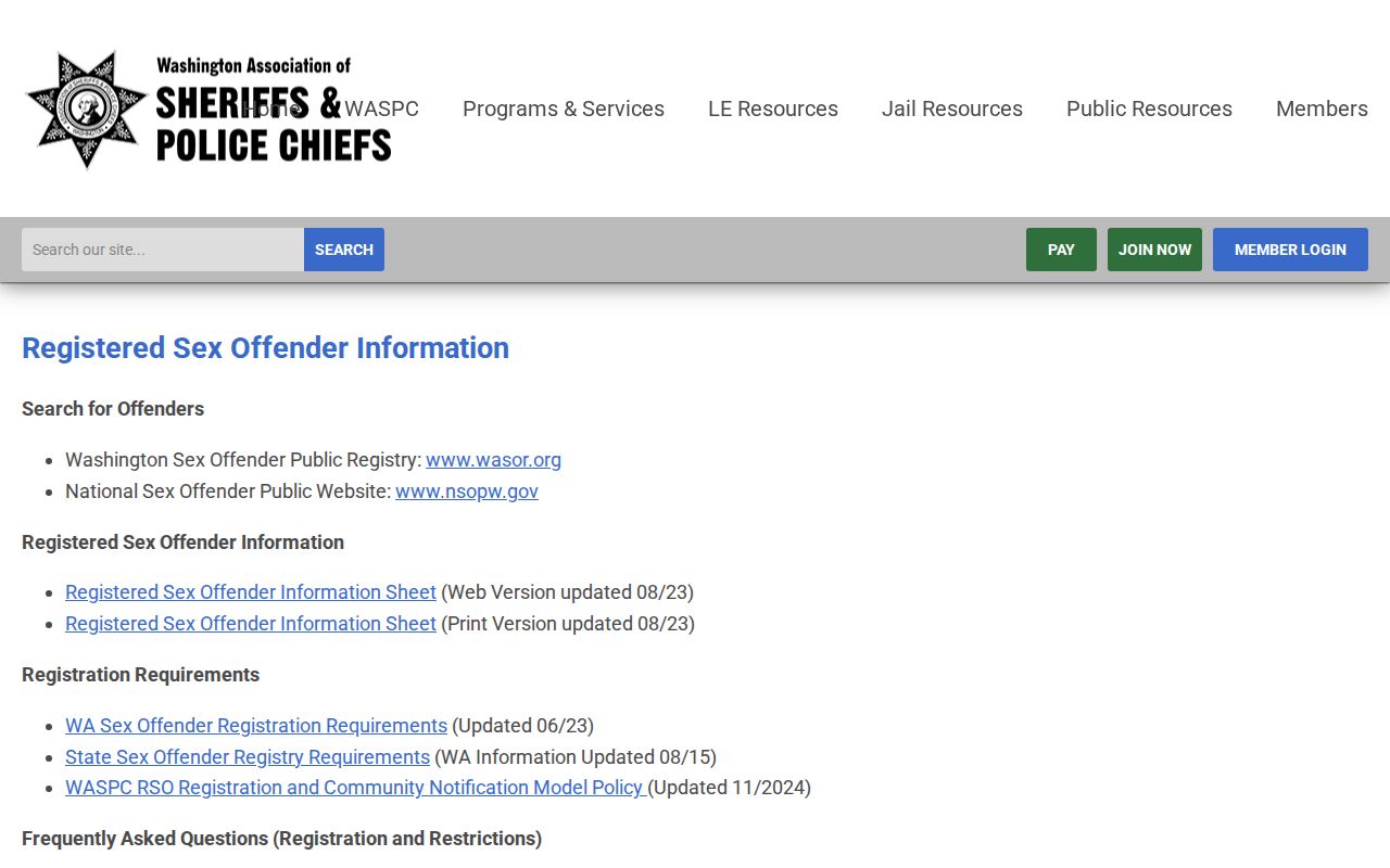 Washington registry entry for a Cowlitz County sex offender search